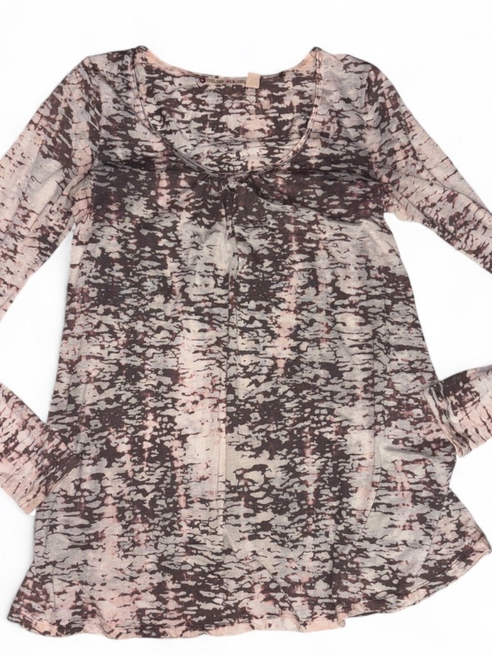 Chelsea & Violet Pink and Brown Long-Sleeve Scoop Neck Top